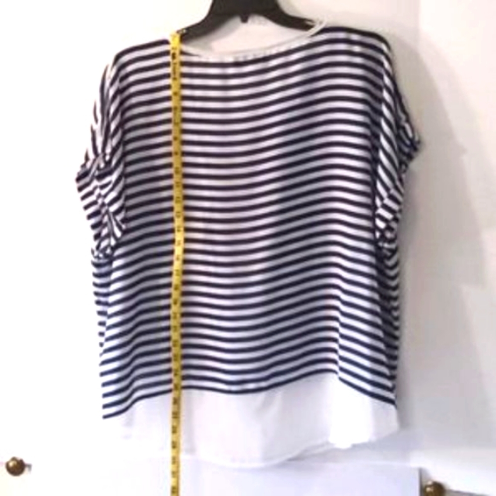 A.N.A. Women's Sheer Stripe Blouse - 2x - Blue/White - Picture 4 of 7